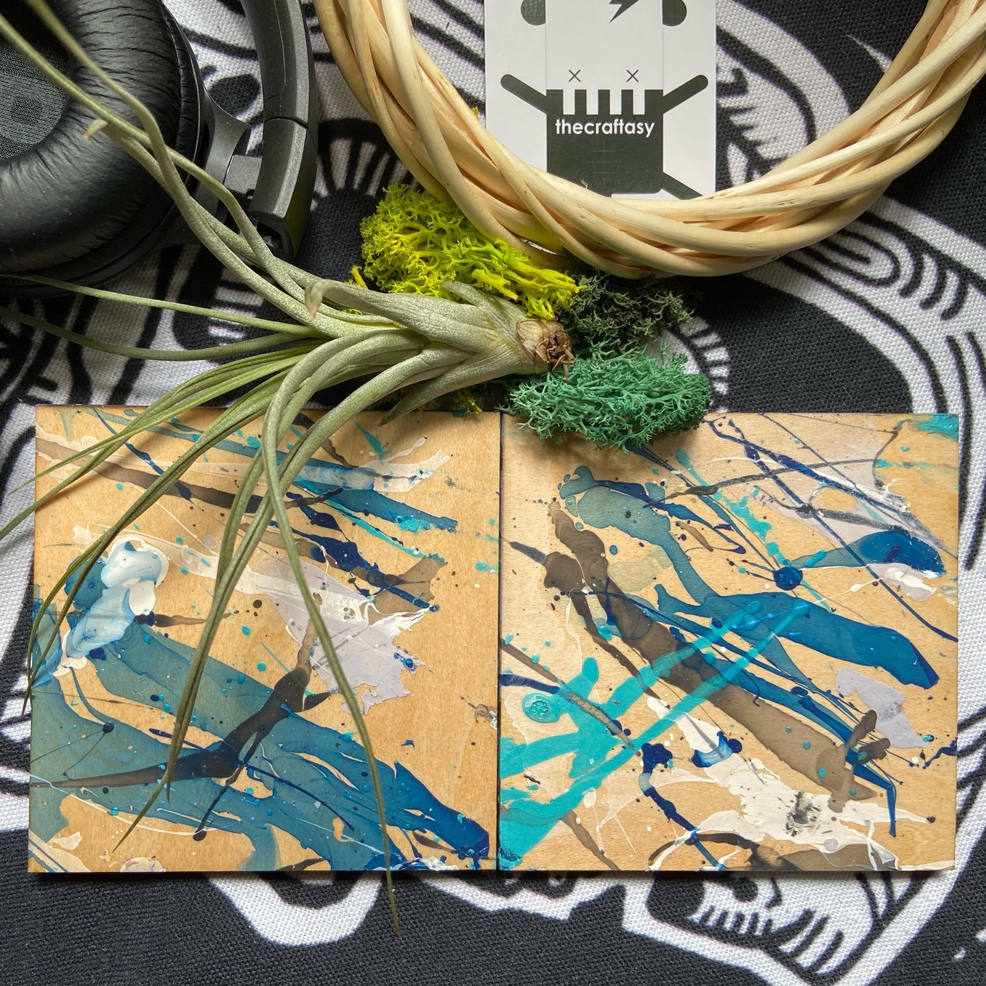 Wooden Coasters - Aquamarine