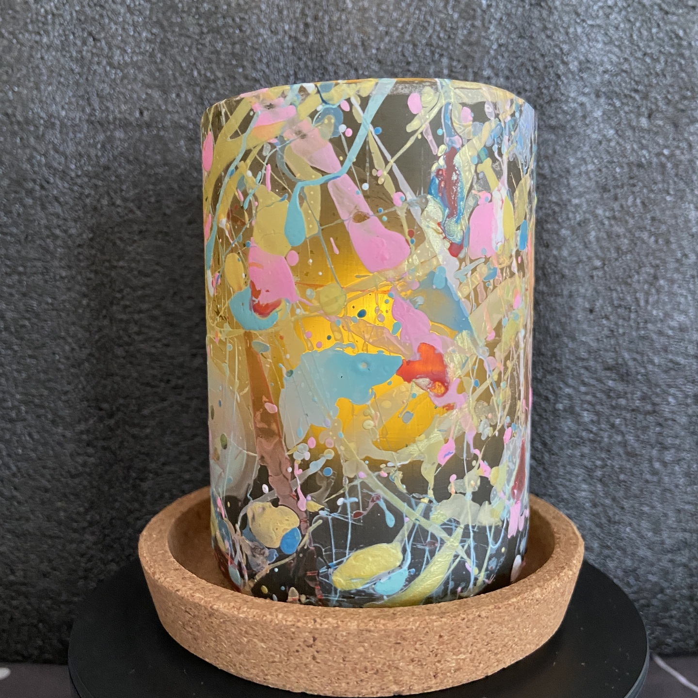 Repurposed glass vessel with marbling art, Large No. 2