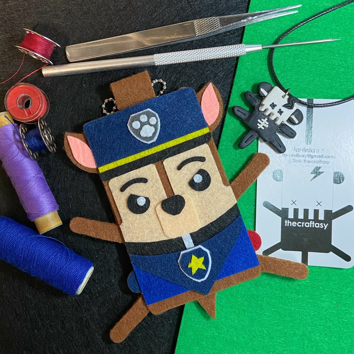 Felt Bag Tag Flattie - Paw Patrol Chase