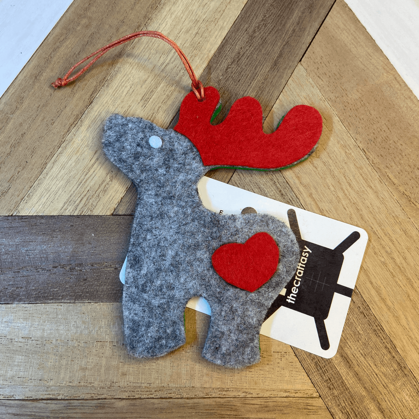 Christmas Ornaments Felt - Reindeer Grey, RedWhite