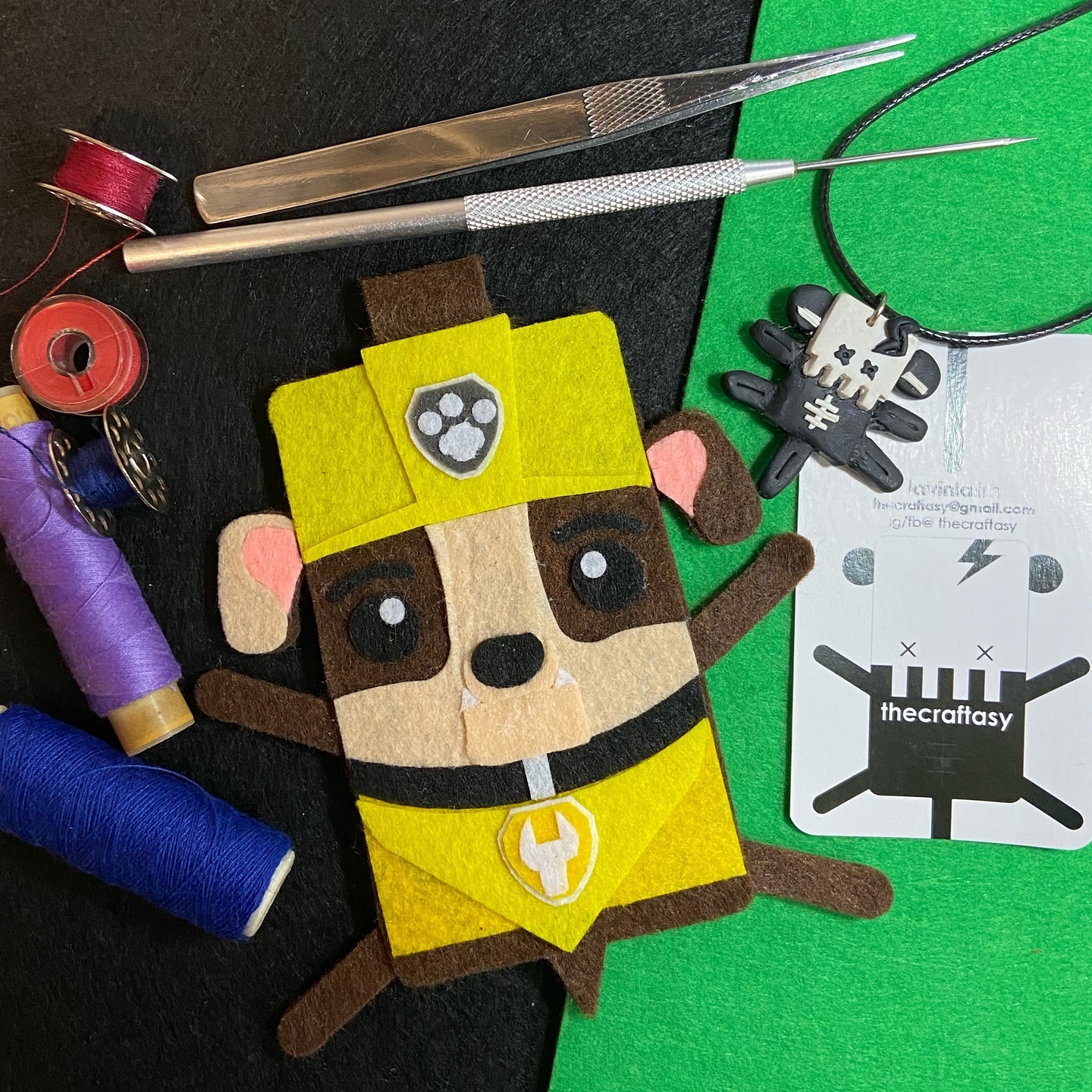 Felt Bag Tag Flattie - Paw Patrol Rubble