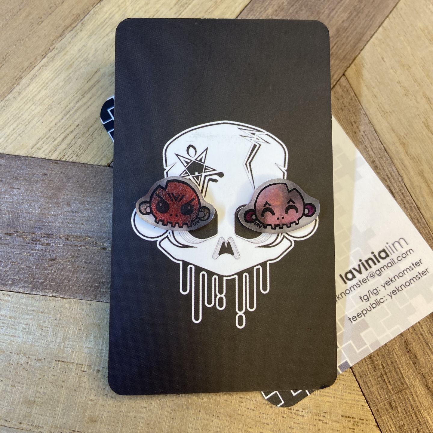 Emo Skulls - Red/ Pink (Angry + Happy)