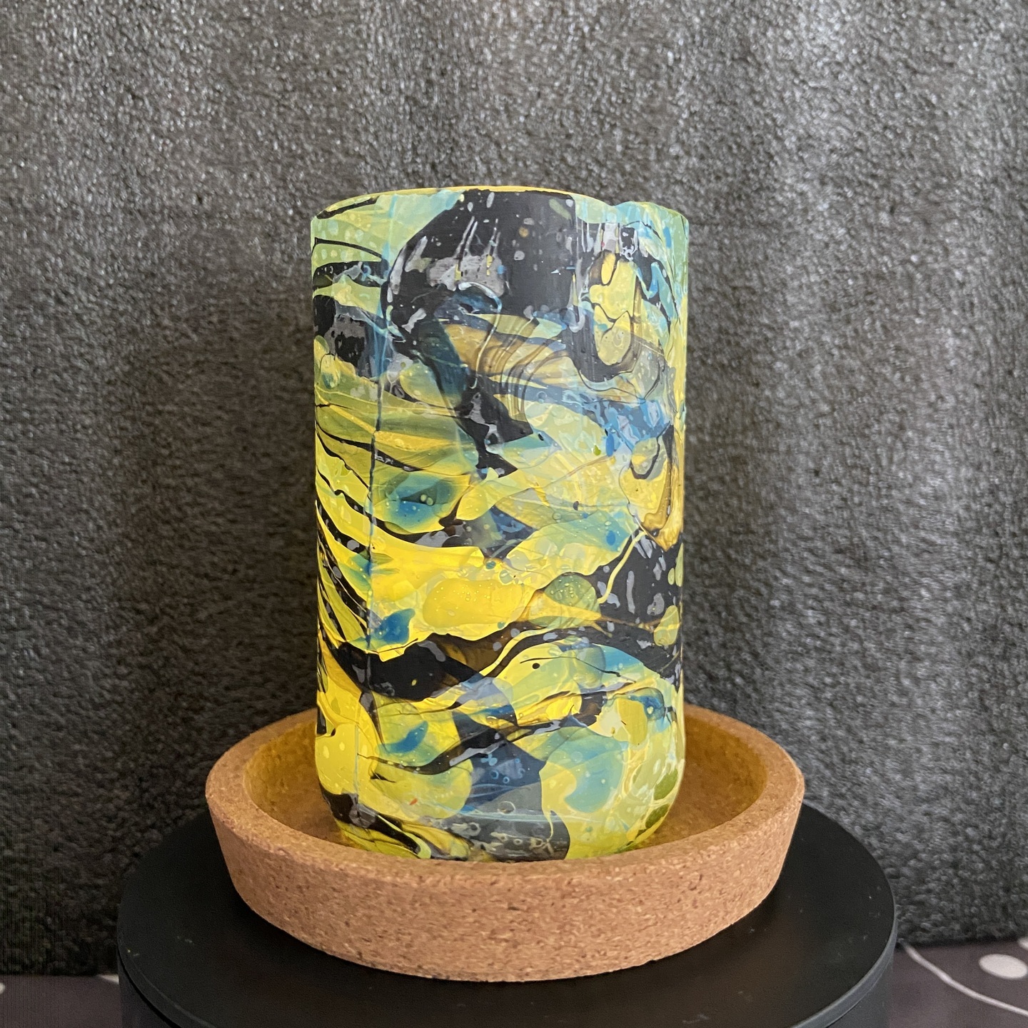 Repurposed glass vessel with marbling art, Medium No. 5