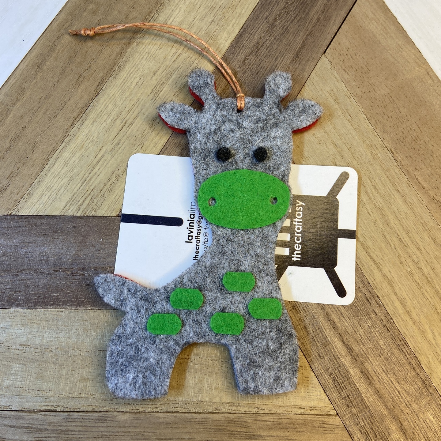 Christmas Ornaments Felt - Giraffe Grey, Green