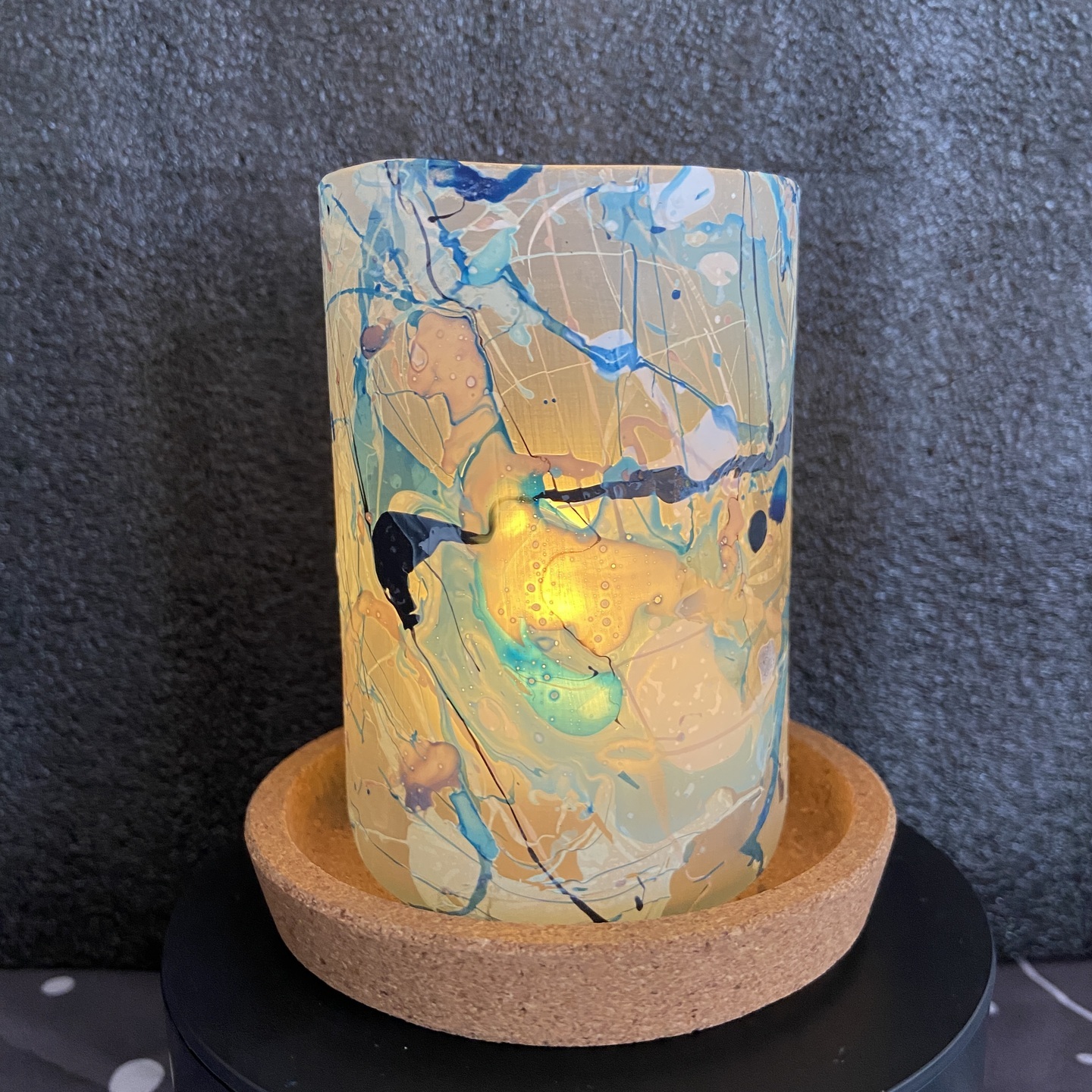 Repurposed glass vessel with marbling art, Medium No. 1