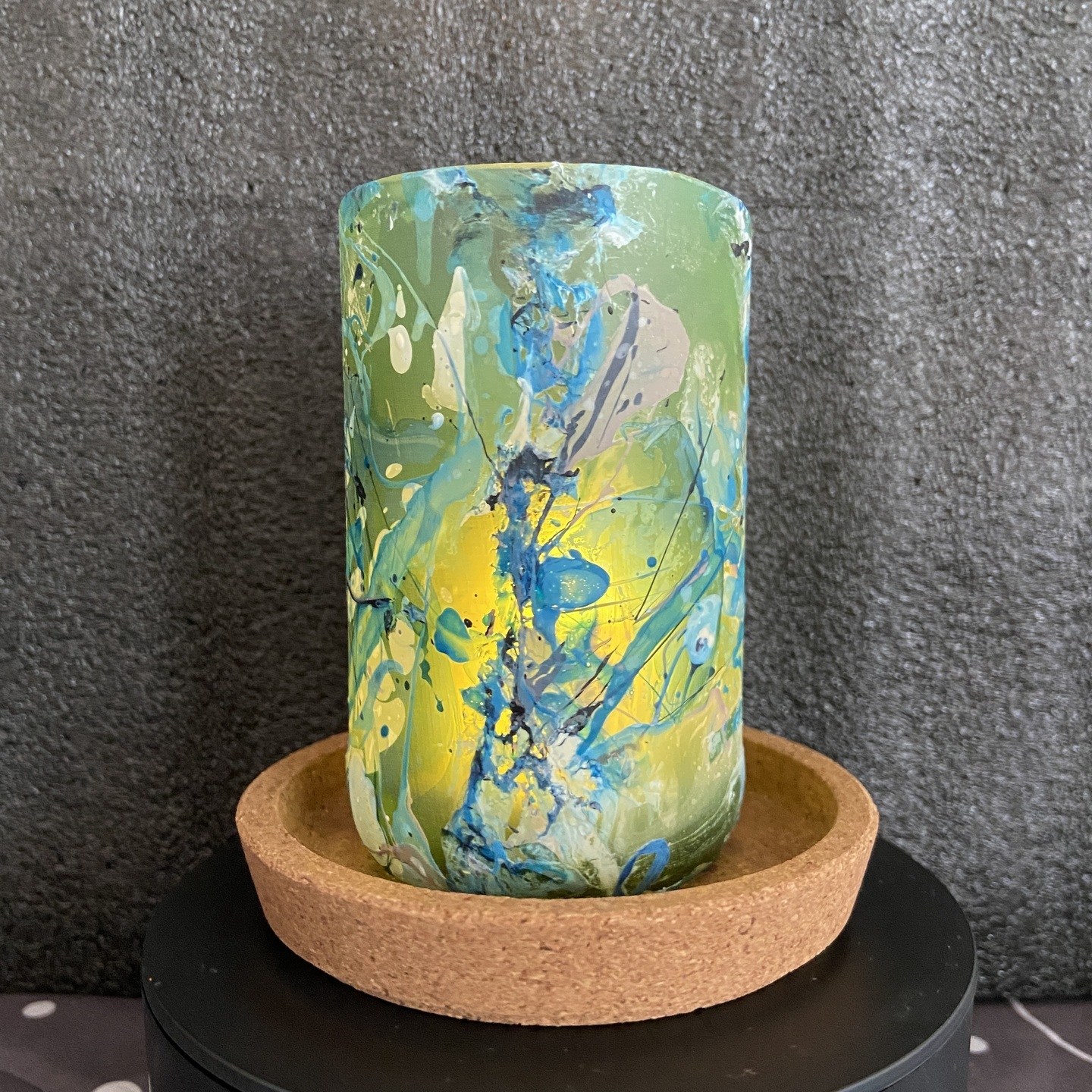 Repurposed glass vessel with marbling art, Medium No. 2