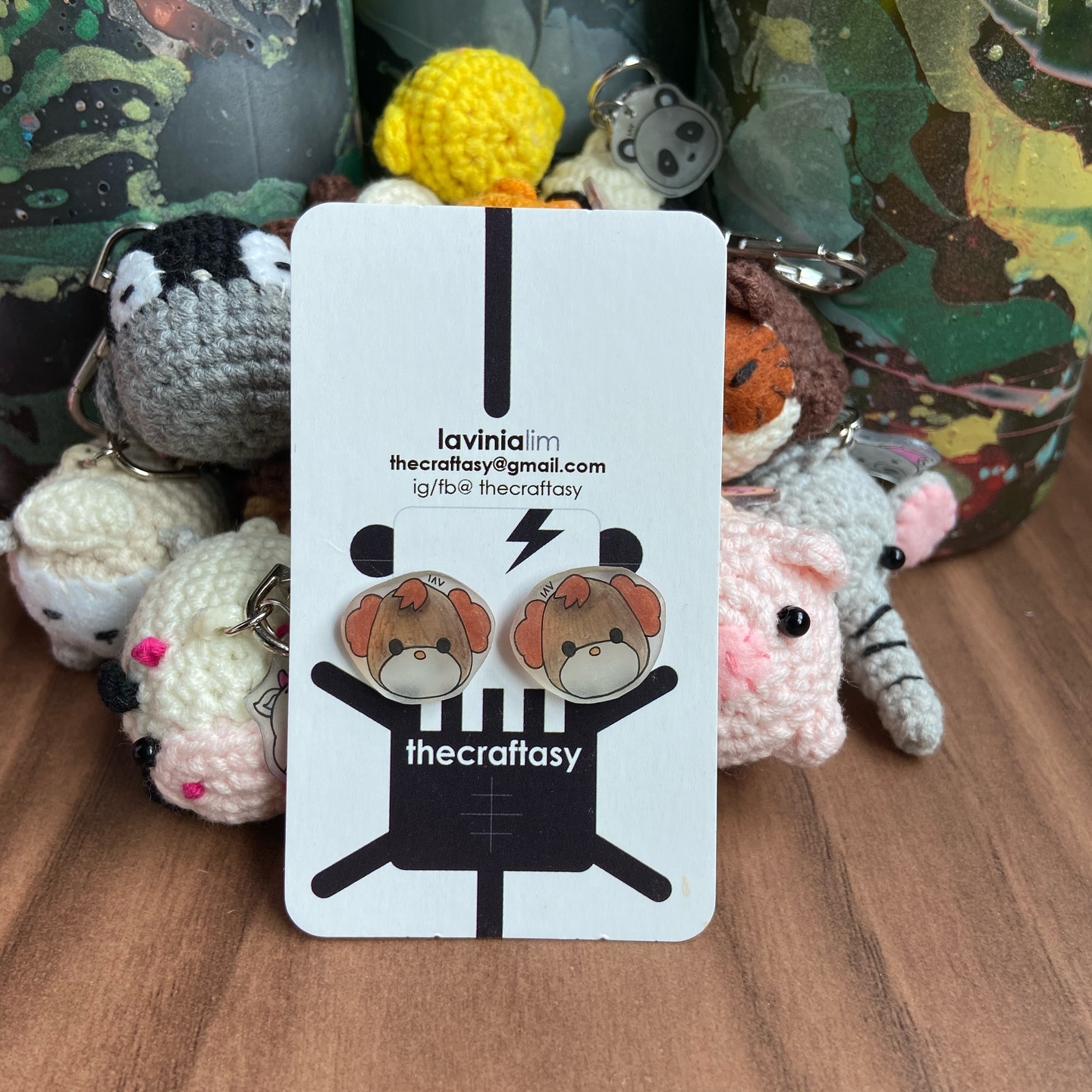 Animal Earrings - Dog (tanned)