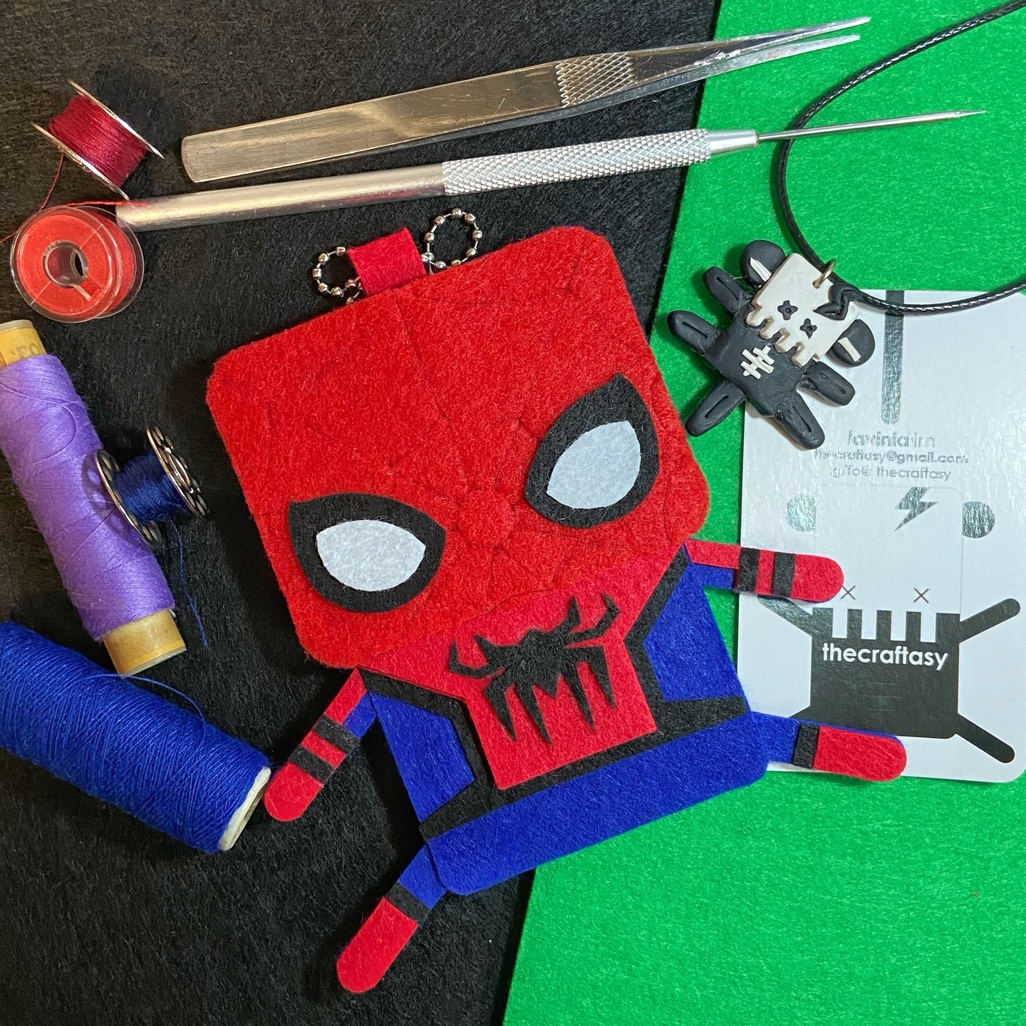 Felt Bag Tag Flattie - Spidey