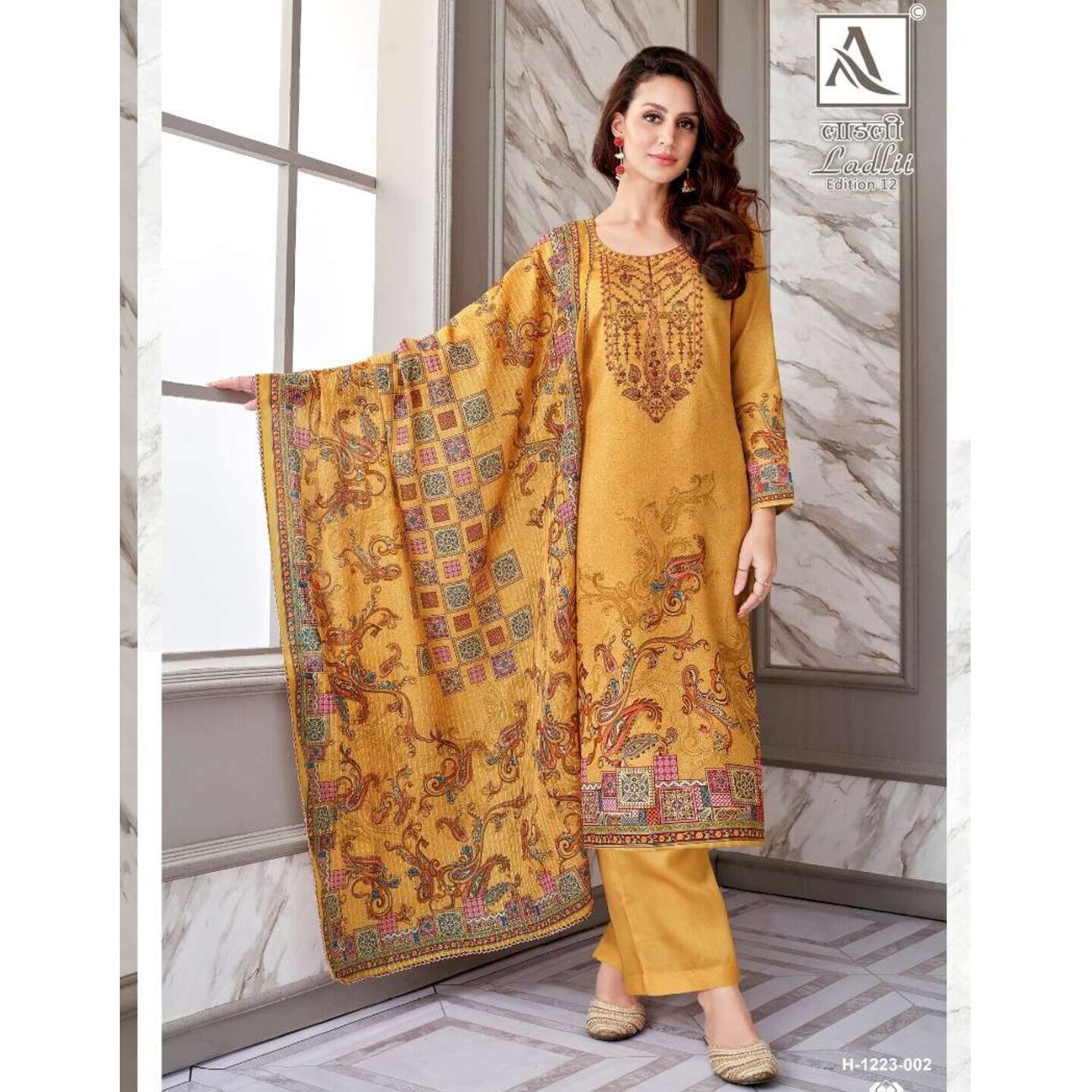 Ladli - Zam Cotton Elegant Suit - Mustard Yellow