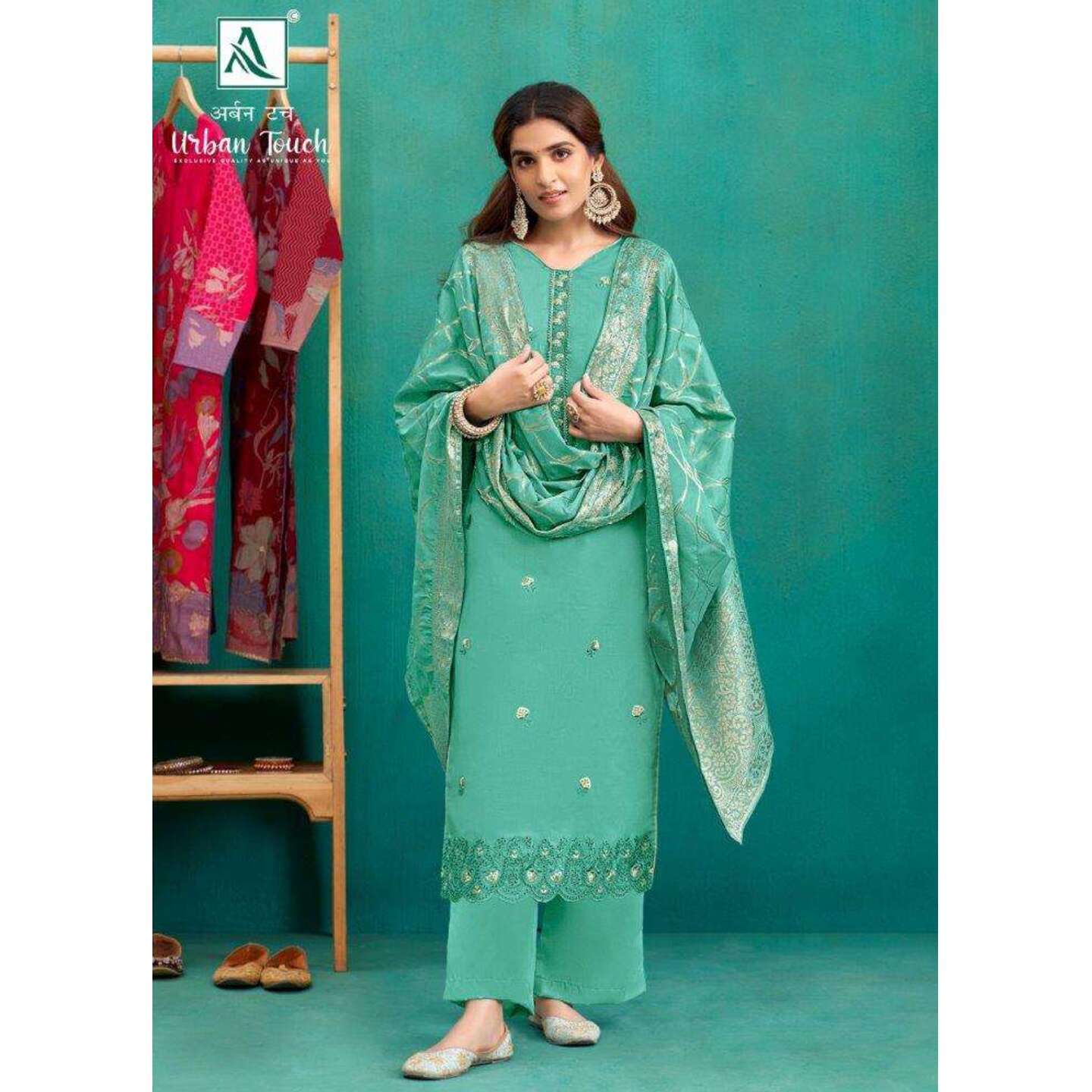 Urban Touch - Pakistani Style Jam Cotton Suit - Sea Green