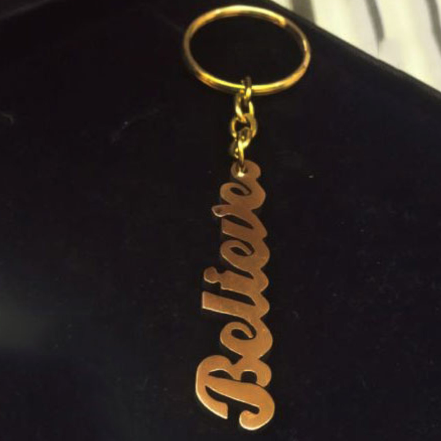 Believe Brass Keychain