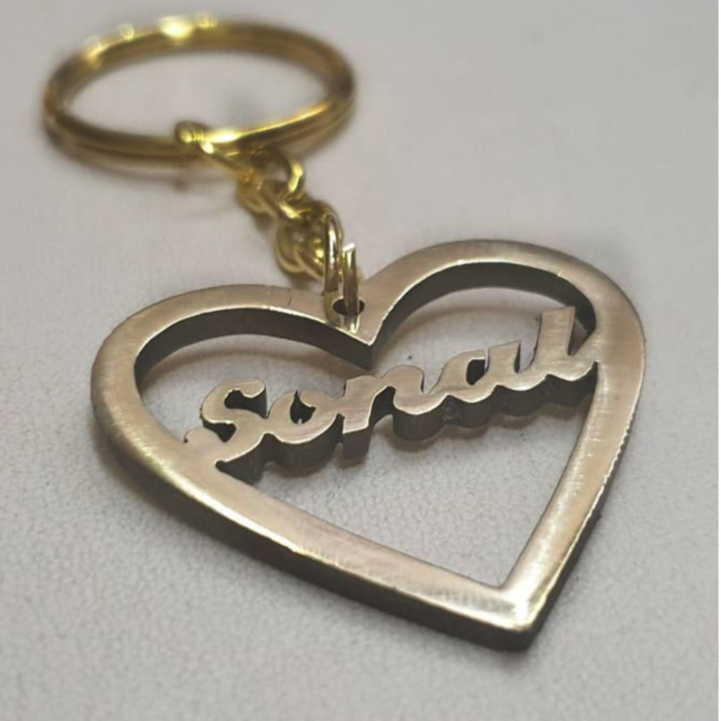 Personalised Heart Brass Keychain