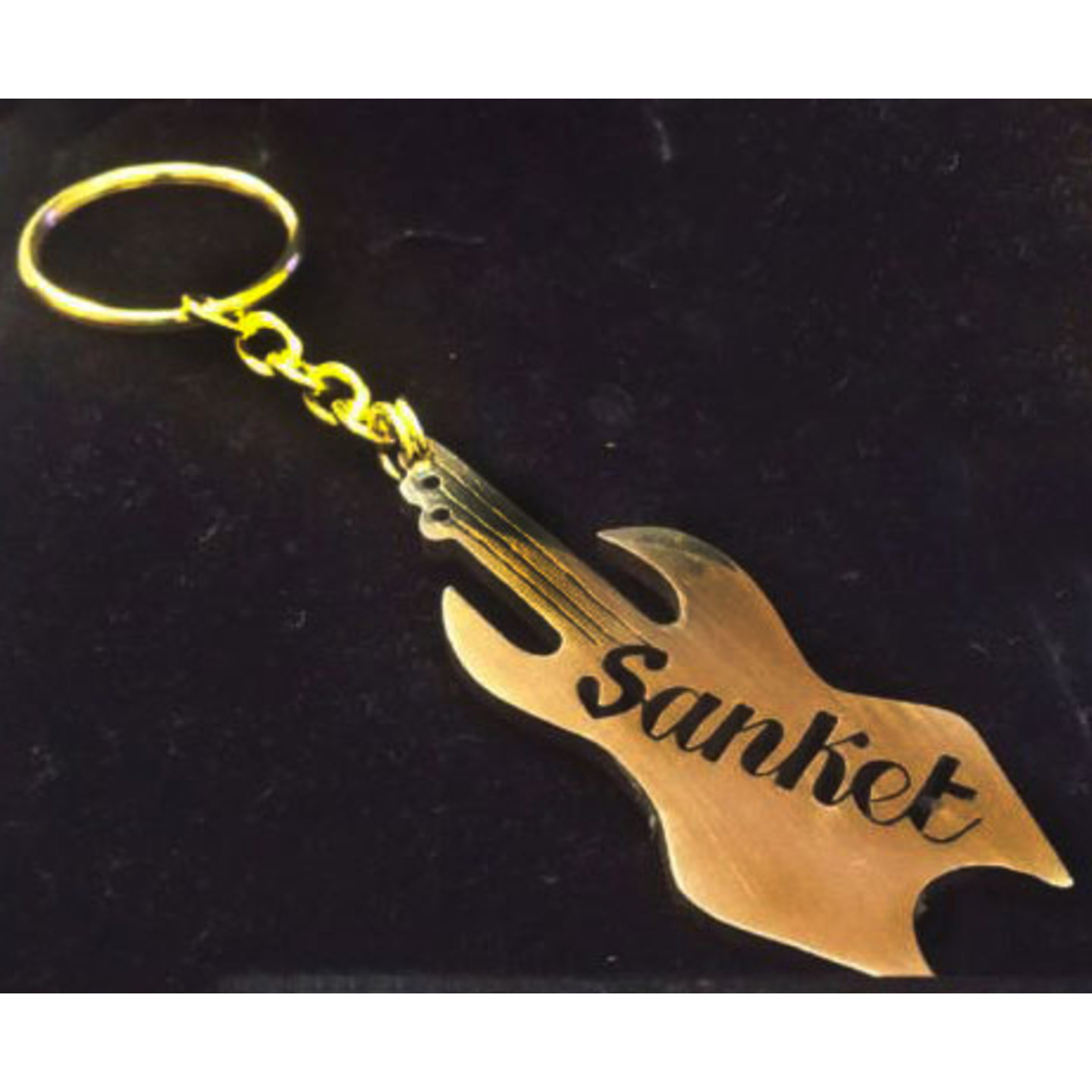 Personalised Guitar Name Brass Keychain