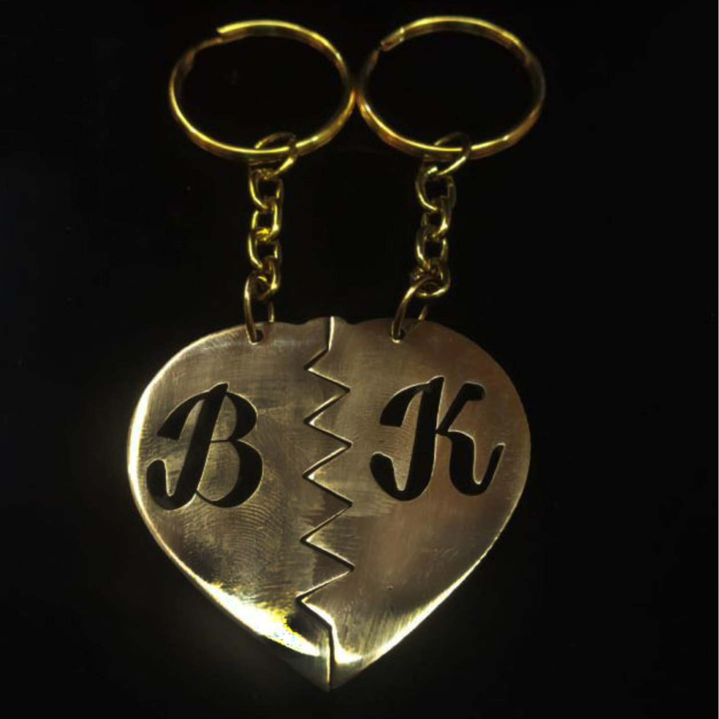 Personalised Initial Heart Brass Keychain