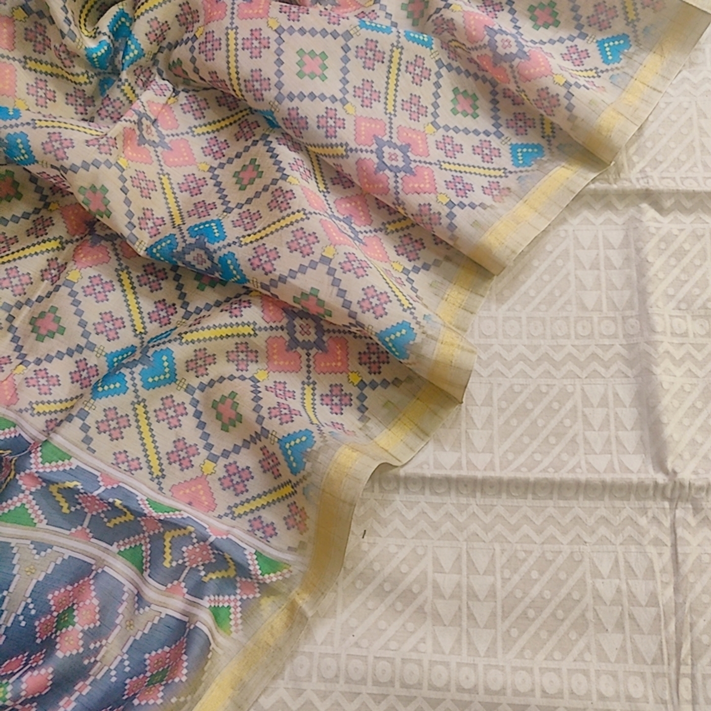 Pure banarasi Cotton suit with patola dupatta