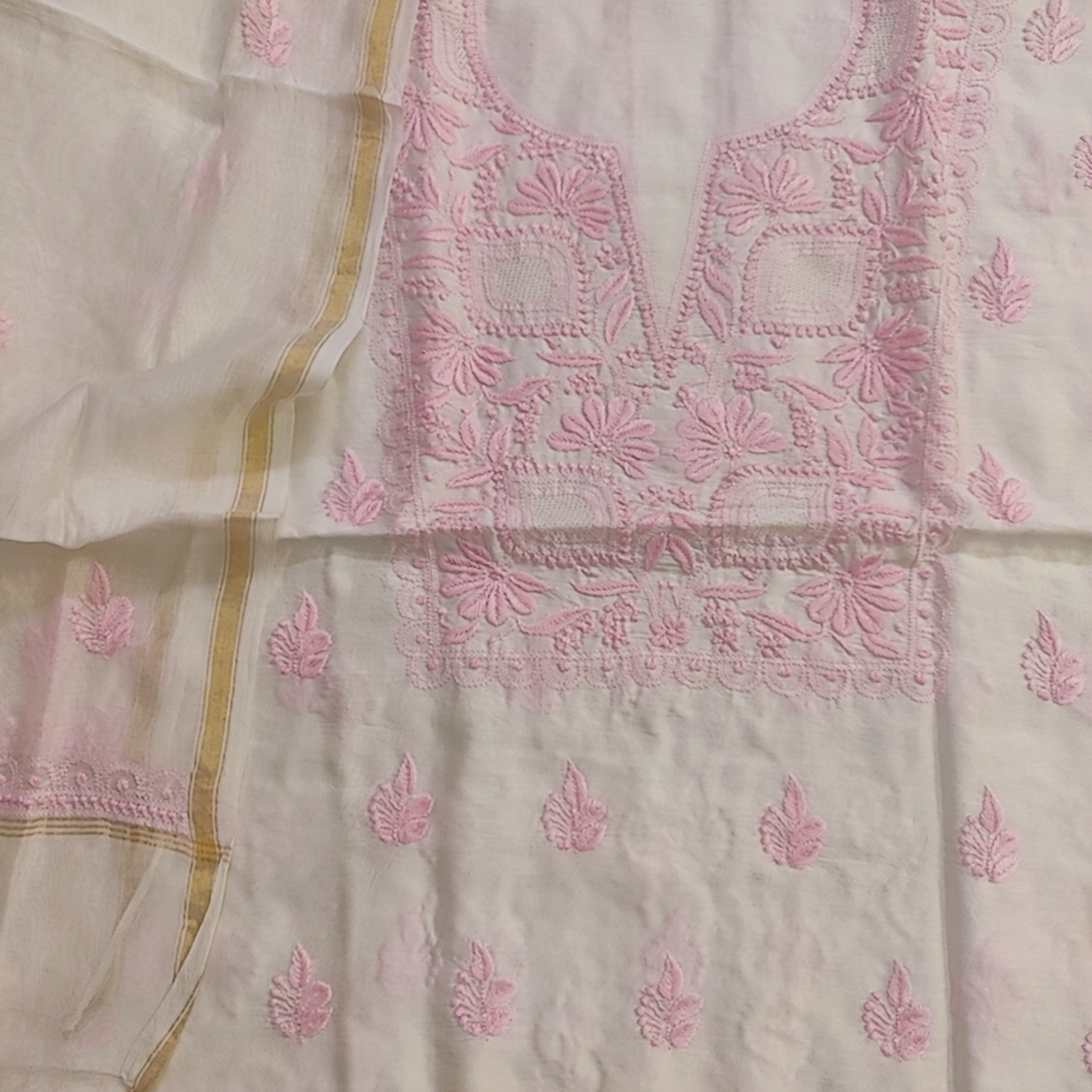 Pure Chanderi Silk with lukhnowi work