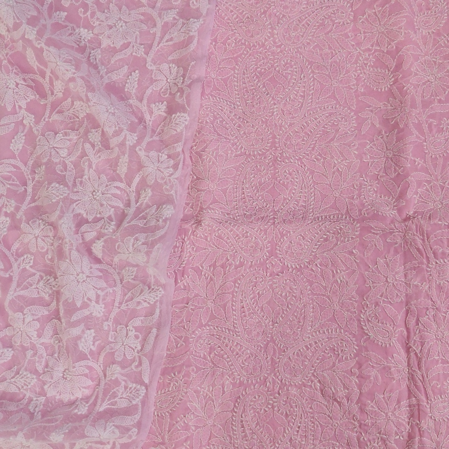 chikan kurta with georgette dupatta (Pink)