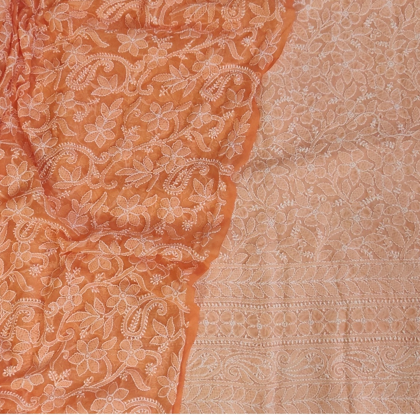 chikan kurta with georgette dupatta (peach)