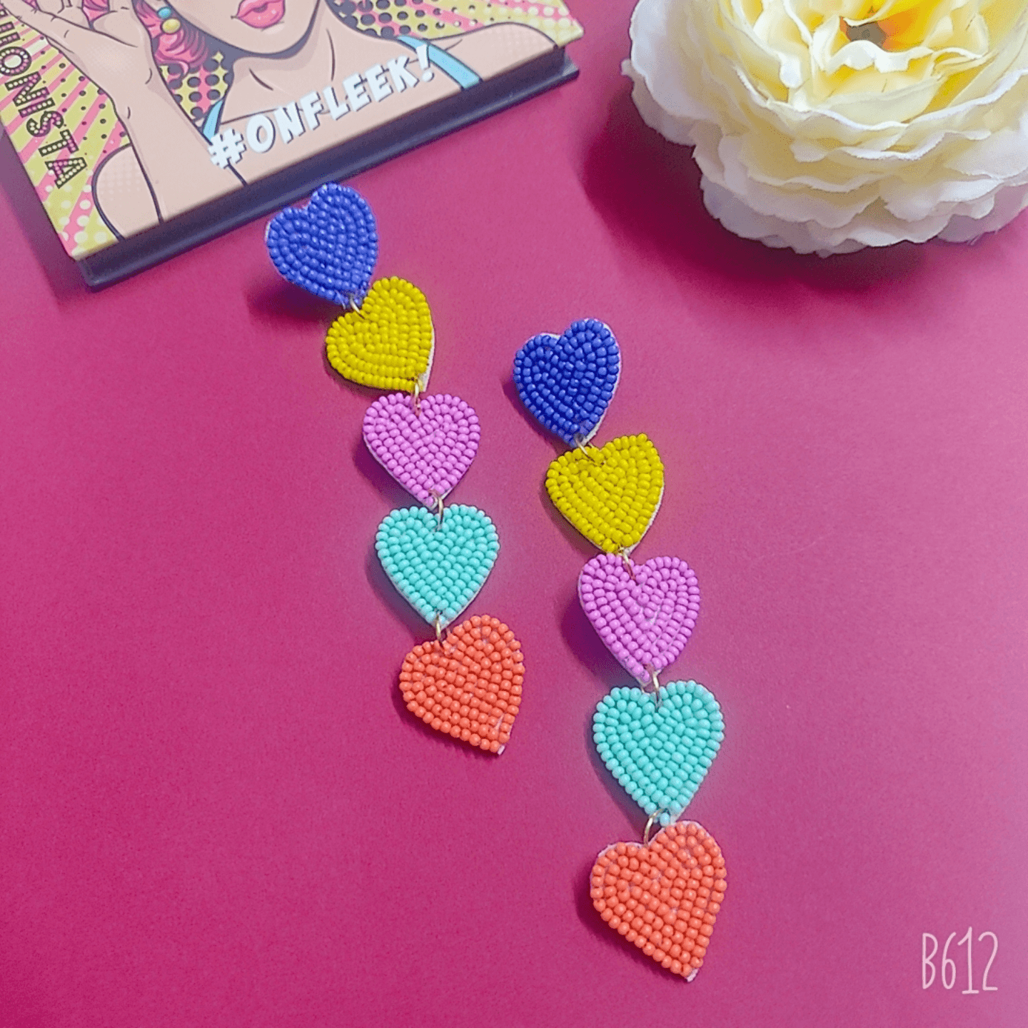 The Multi-coloured Heart earings