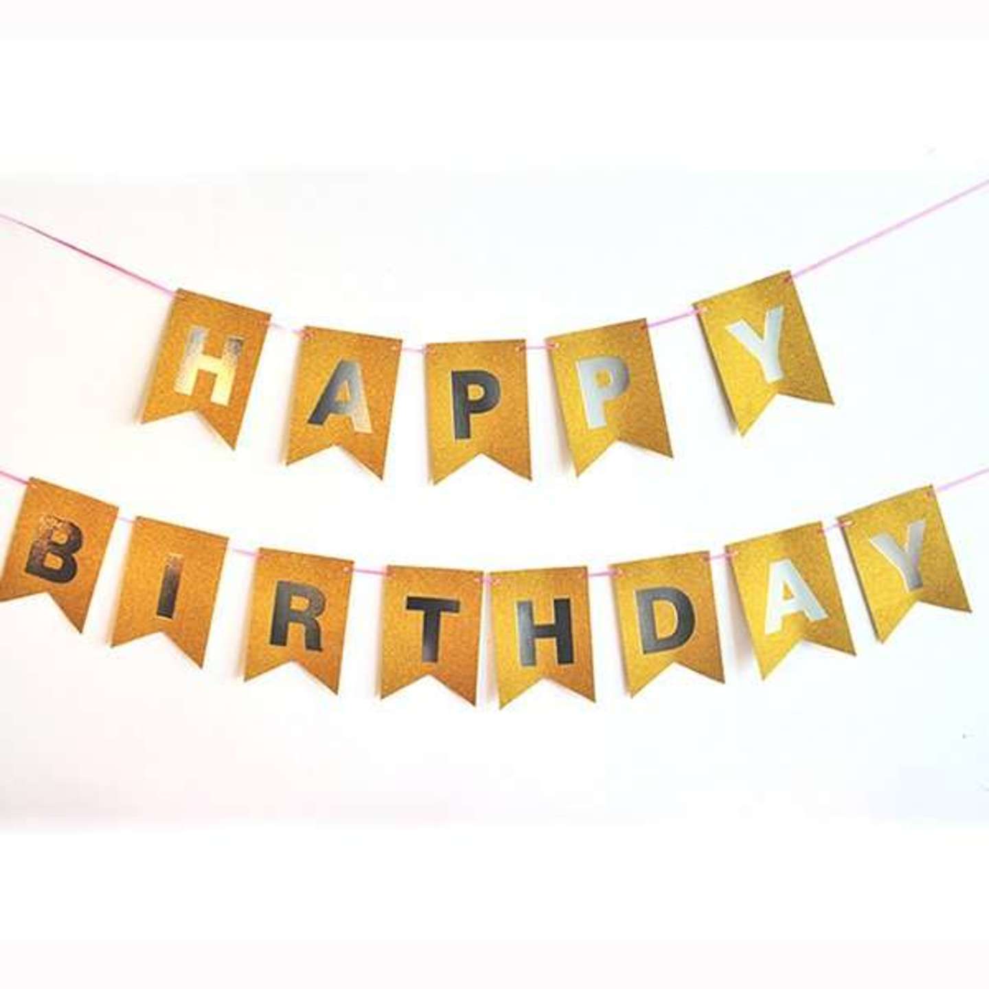 gold glitter happy birthday banner