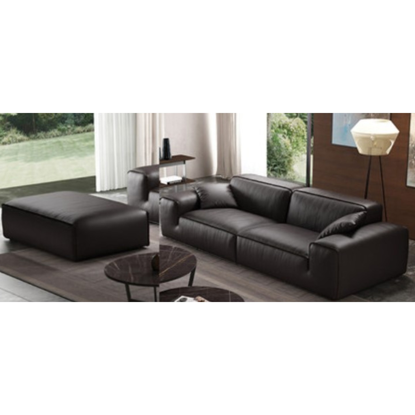 Merino Nordic Style Luxury Sofa Full Leather - Straight Five Seater 288cm + Leg Rest