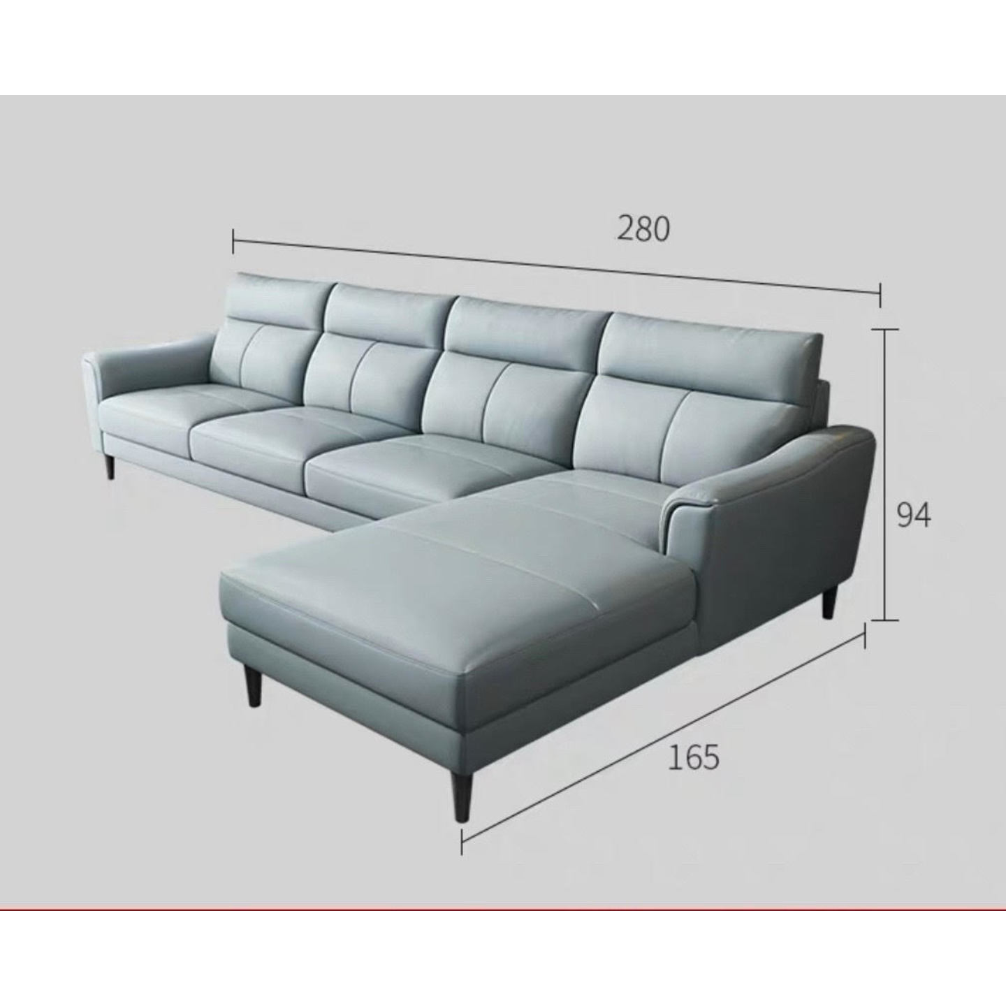 Nappa Premium Italian Sofa Contact Leather - Three + Concubine Seat