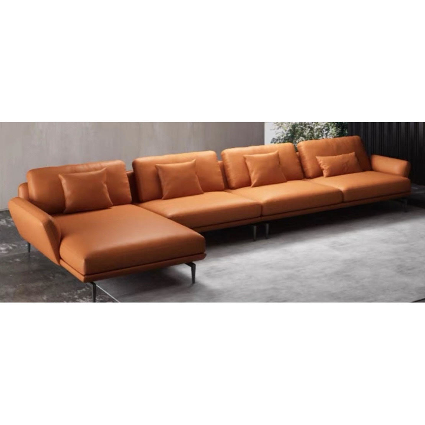 Nappa Italian Modern Luxury Sofa - Three + Mid + Concubine Seat L Shaped
