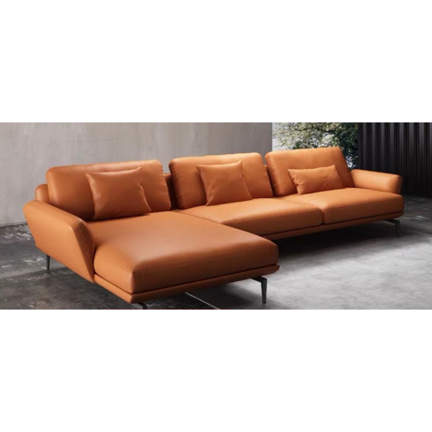 Nappa Italian Modern Luxury Sofa - Three + Concubine Seat L Shaped