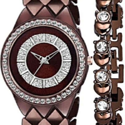 Womens Metal Watch with Bracelet Combo
