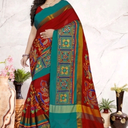 cotton silk embroidery saree