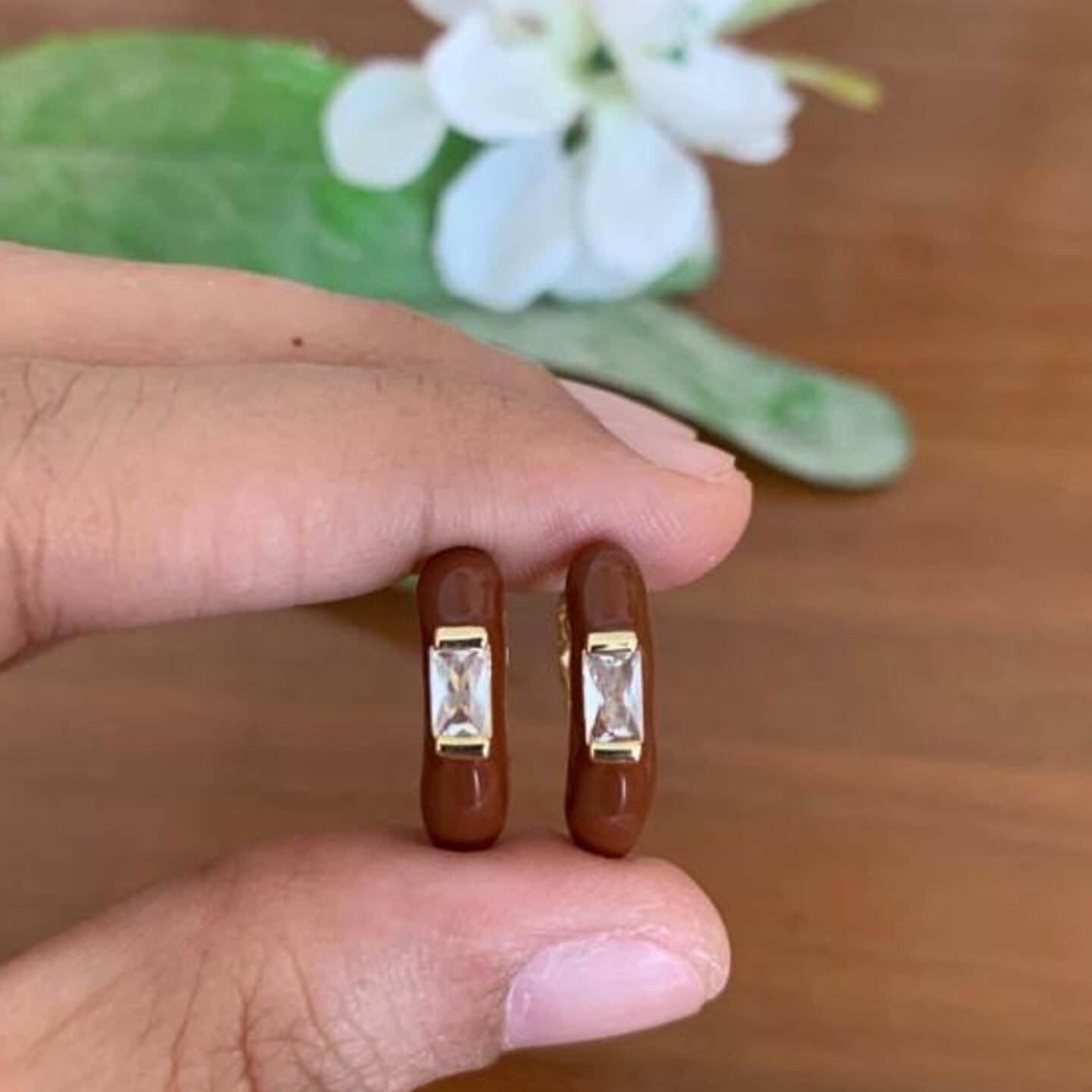 Reema Enamel Diamond Earrings