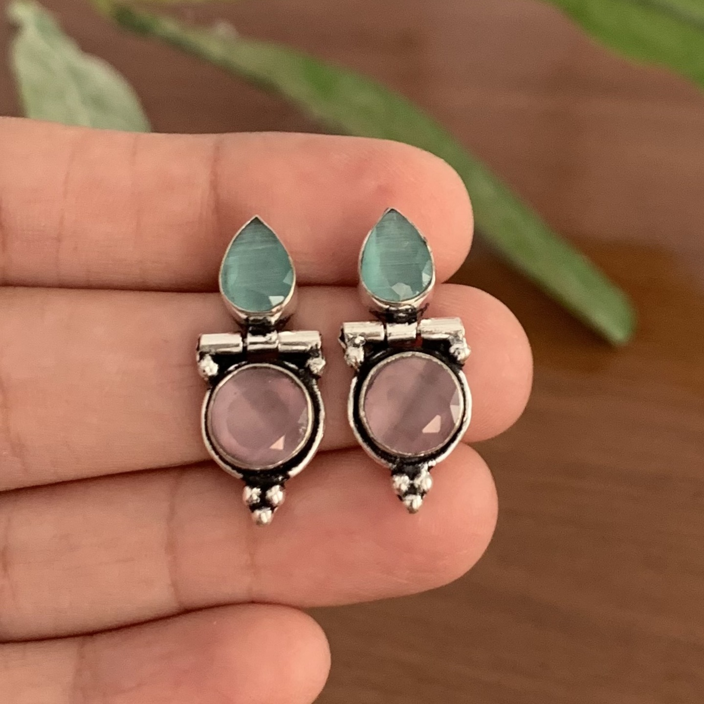 Kiran Oxidized Earring - Baby Pink