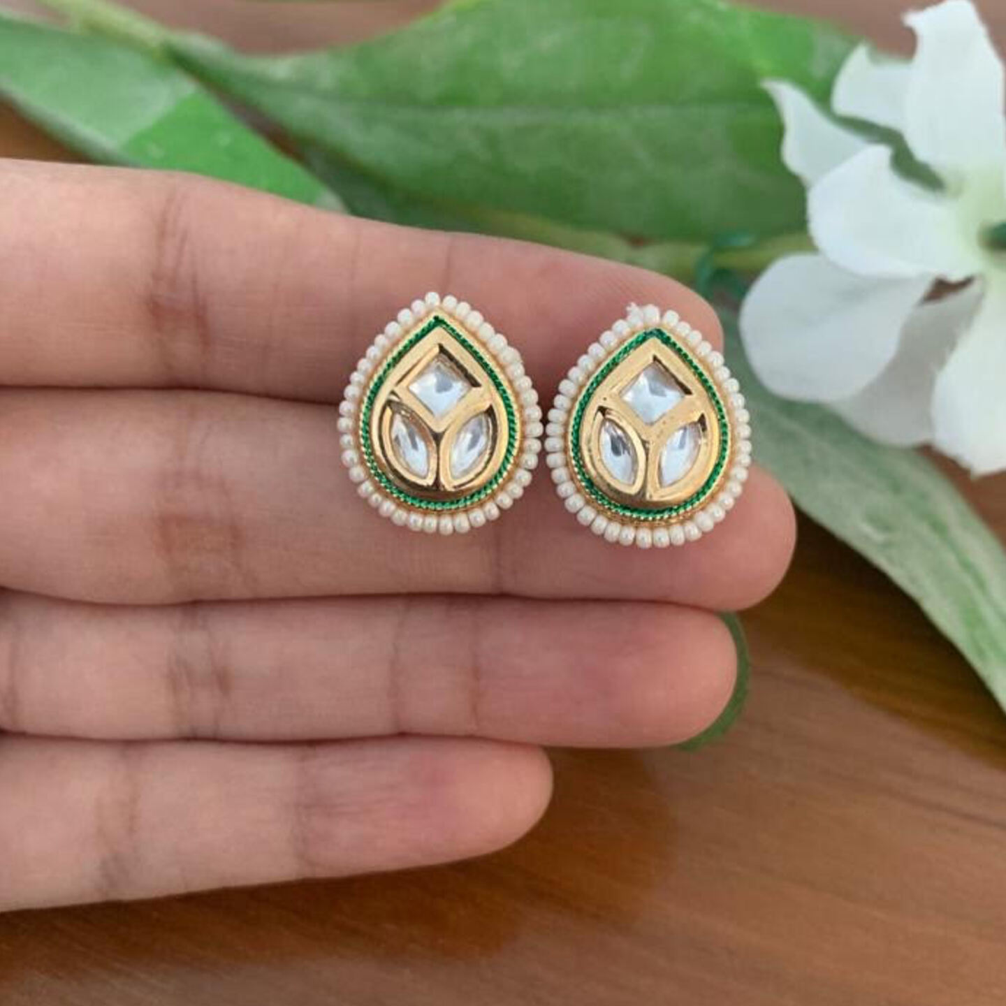 Nupur Polki Drop Studs