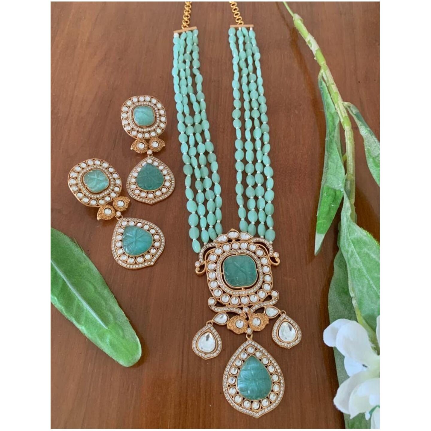 Diva Polki Blue Quartz Set