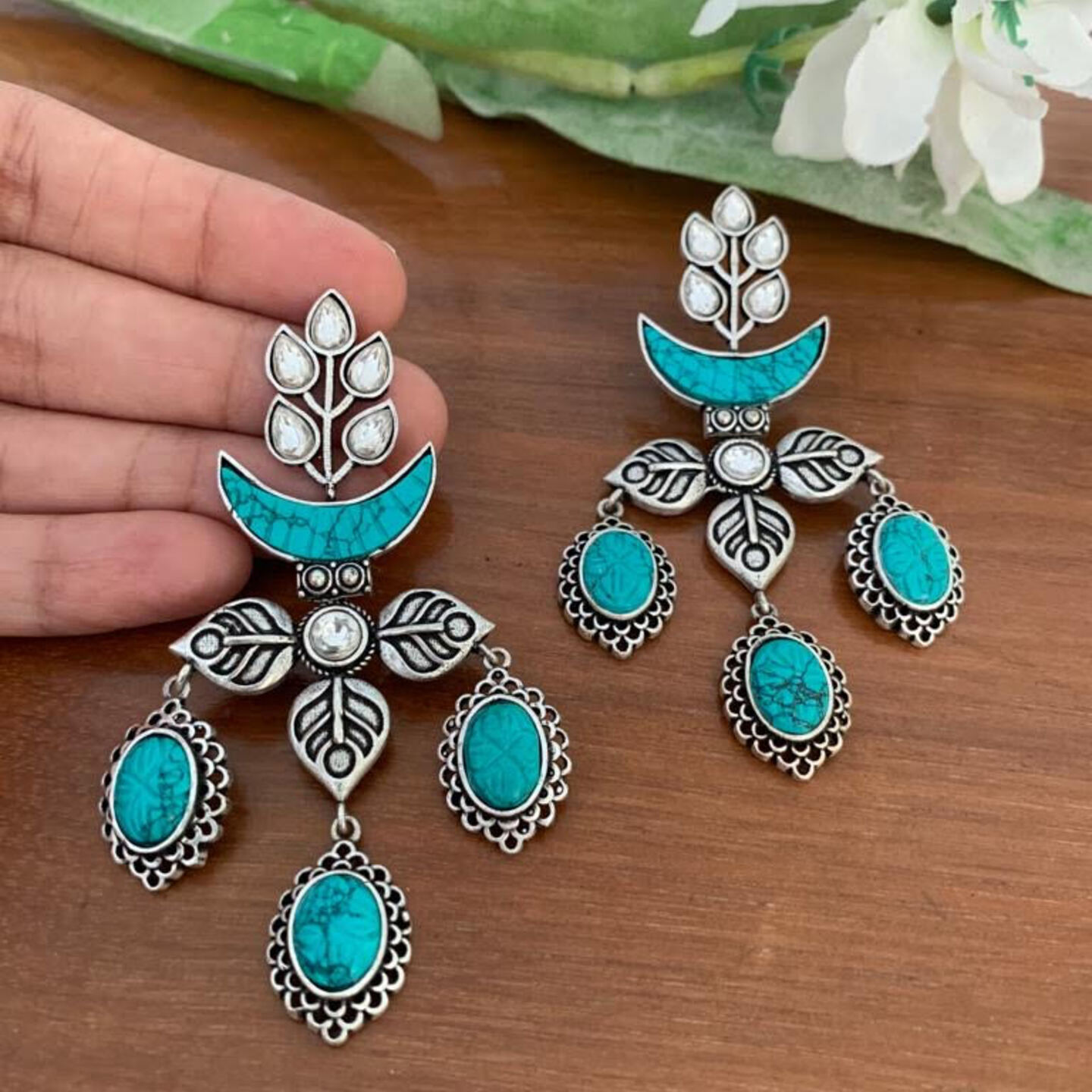 Sanya Polki Turquoise Earrings