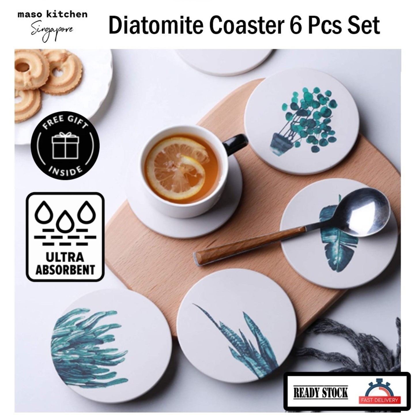 Natural Diatomite Round Coasters Set