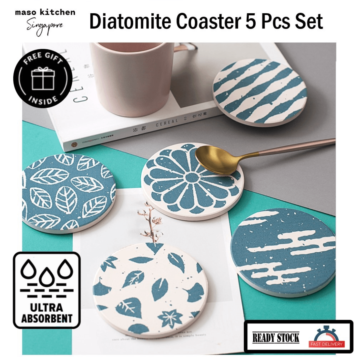 Nordic Style Diatomite Round Coasters Set