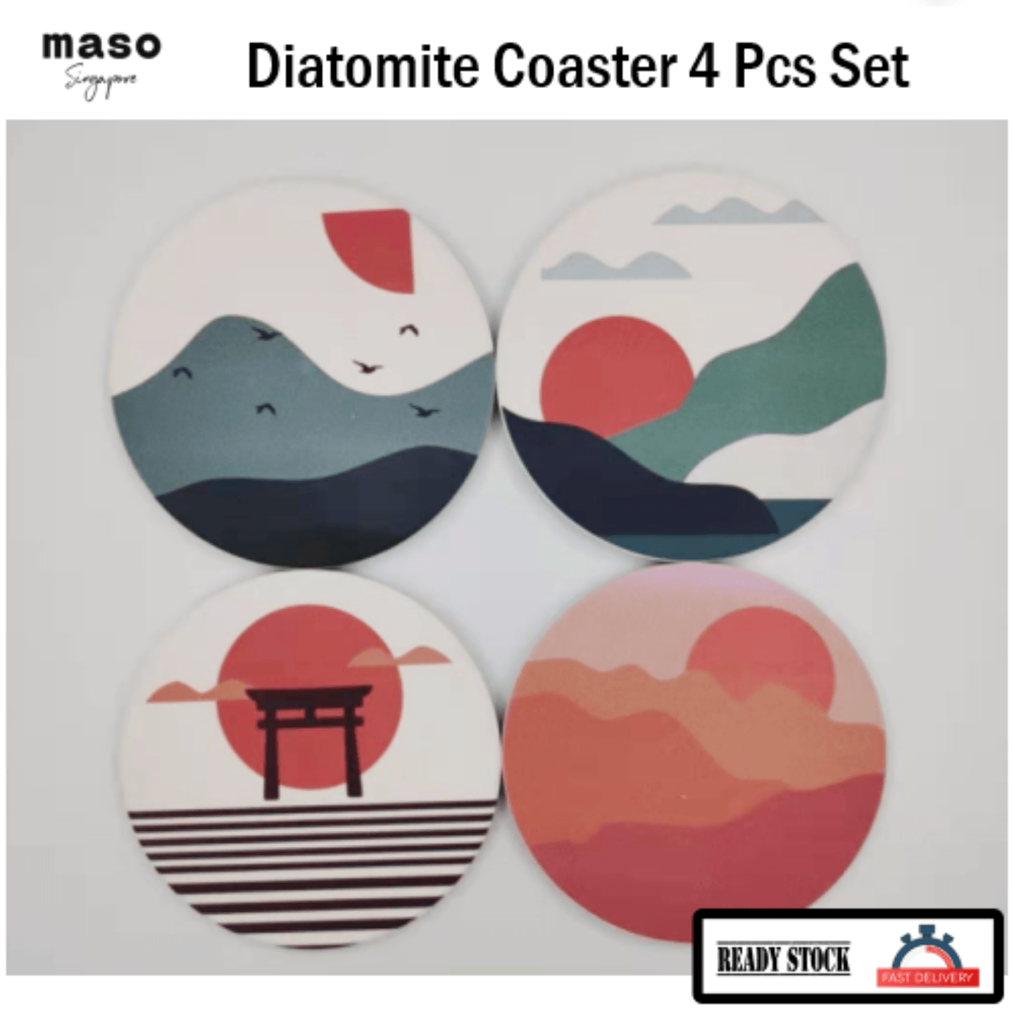Japanese Style Diatomite Round Coasters Set