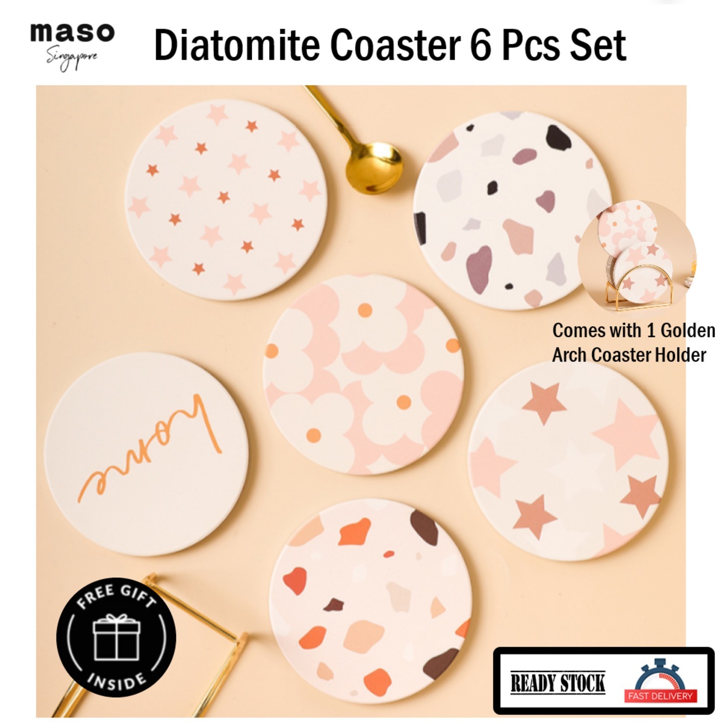 Ins Style Diatomite Round Coasters Set