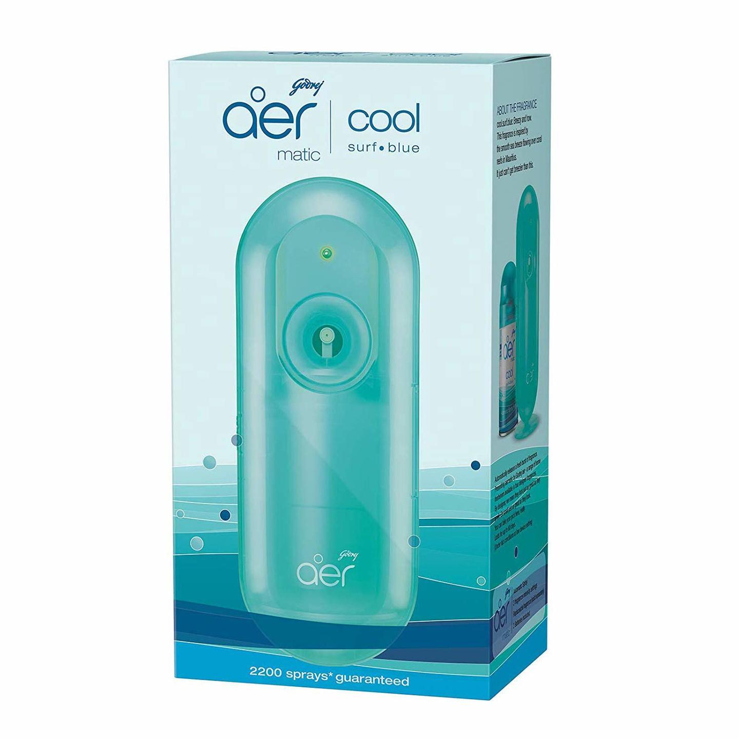 Godrej aer matic, Automatic Air Freshener Kit with flexi control - Cool Surf Blue 225 ml