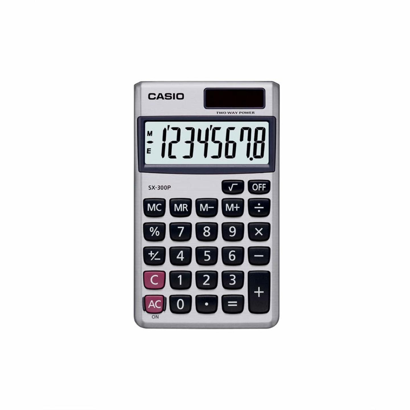 Casio SX-300P-W Portable Calculator with Metallic faceplate