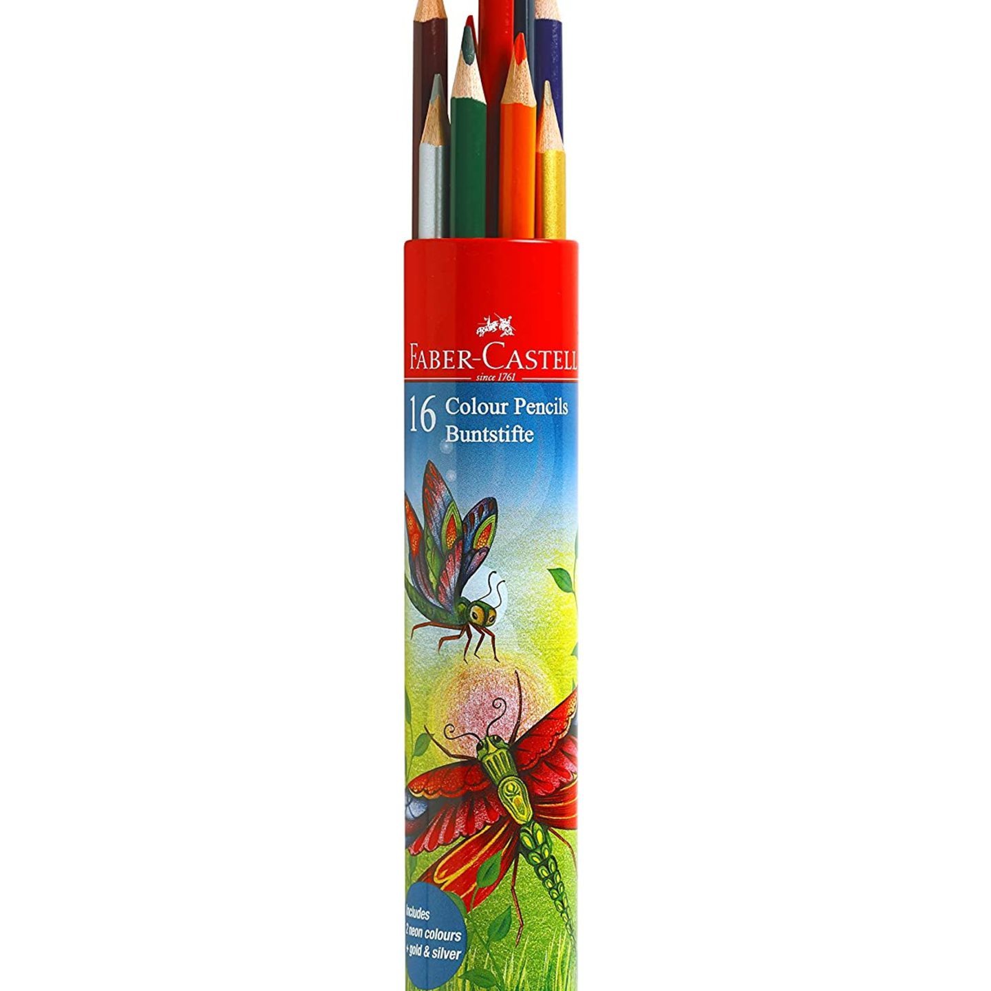 Faber-Castell 16 Triangular Colour Pencils round tin