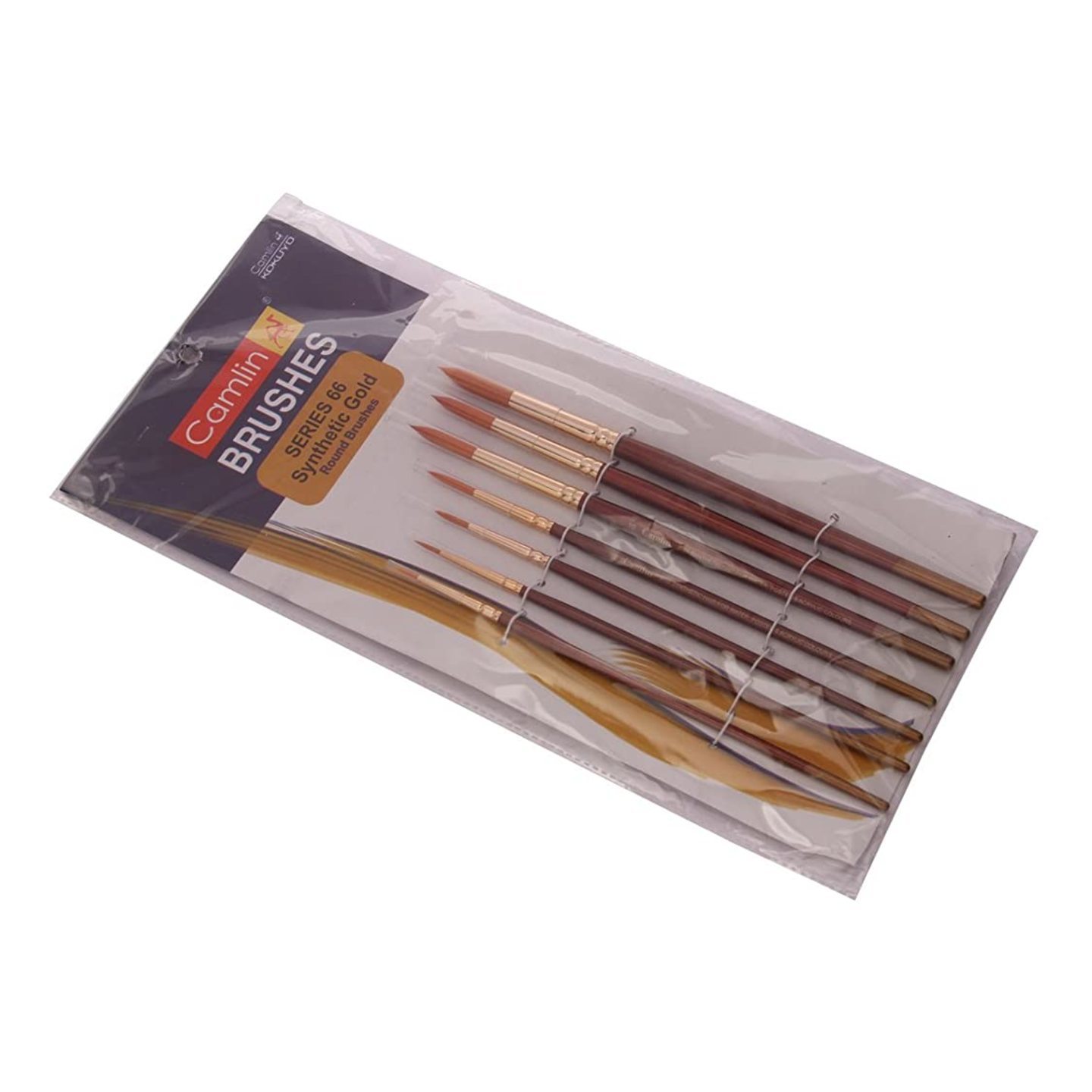 Camel Paint Brush Series 66 - Round Synthetic Gold, Set of 7