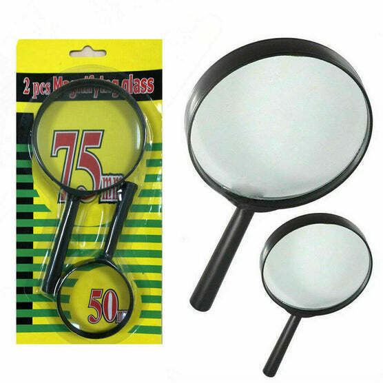  MAGNIFYING GLASS LENS - READING AID MADE OF GLASS - REAL GLASS MAGNIFYING GLASS THAT CAN BE USED ON BOTH SIDES - GLASS BREAKAGE-PROOF MAGNIFYING GLASS, PROTECT EYES, 75MM & 50MM (2PC SET)