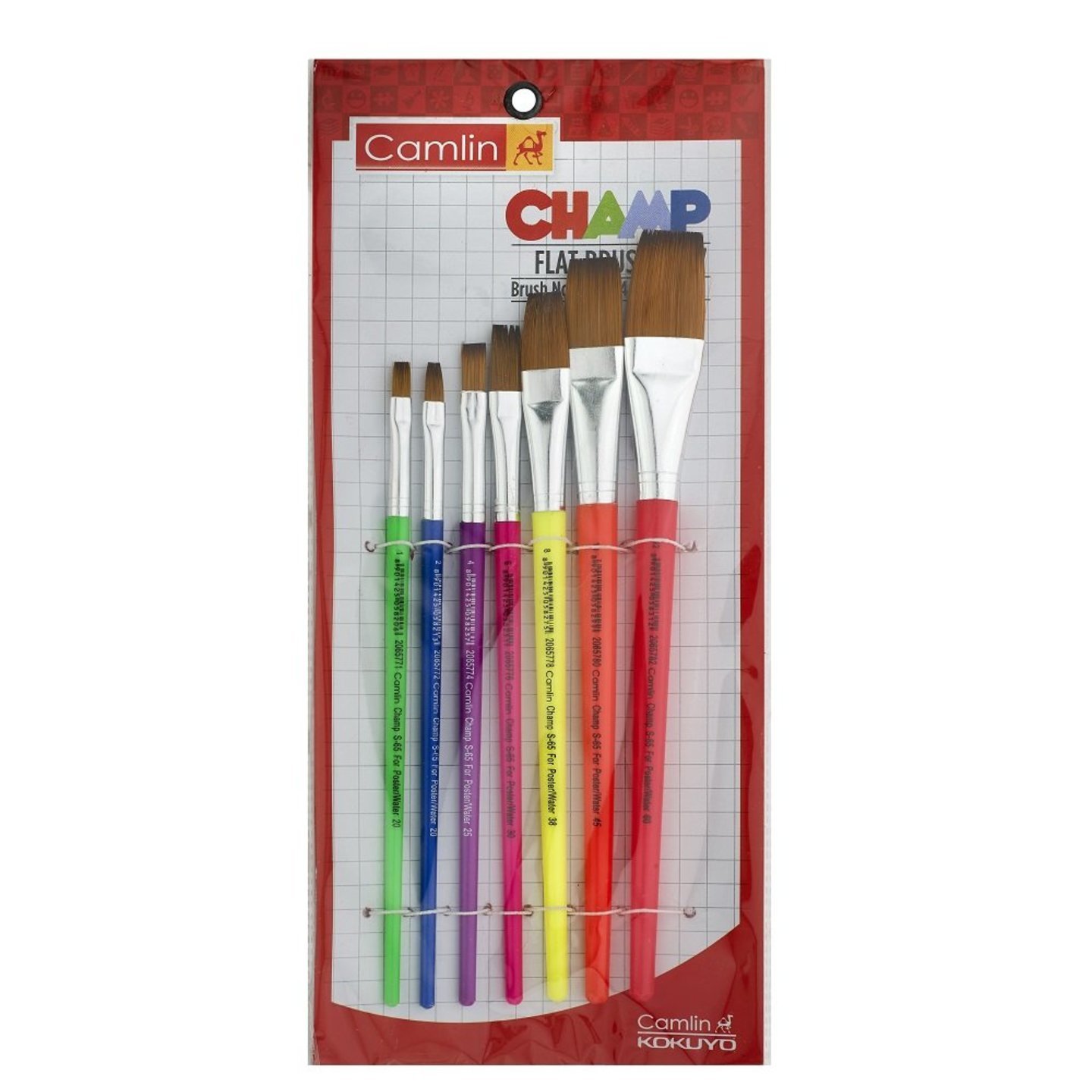 Camlin Champ Flast Brush Set - Pack of 7 Multicolor