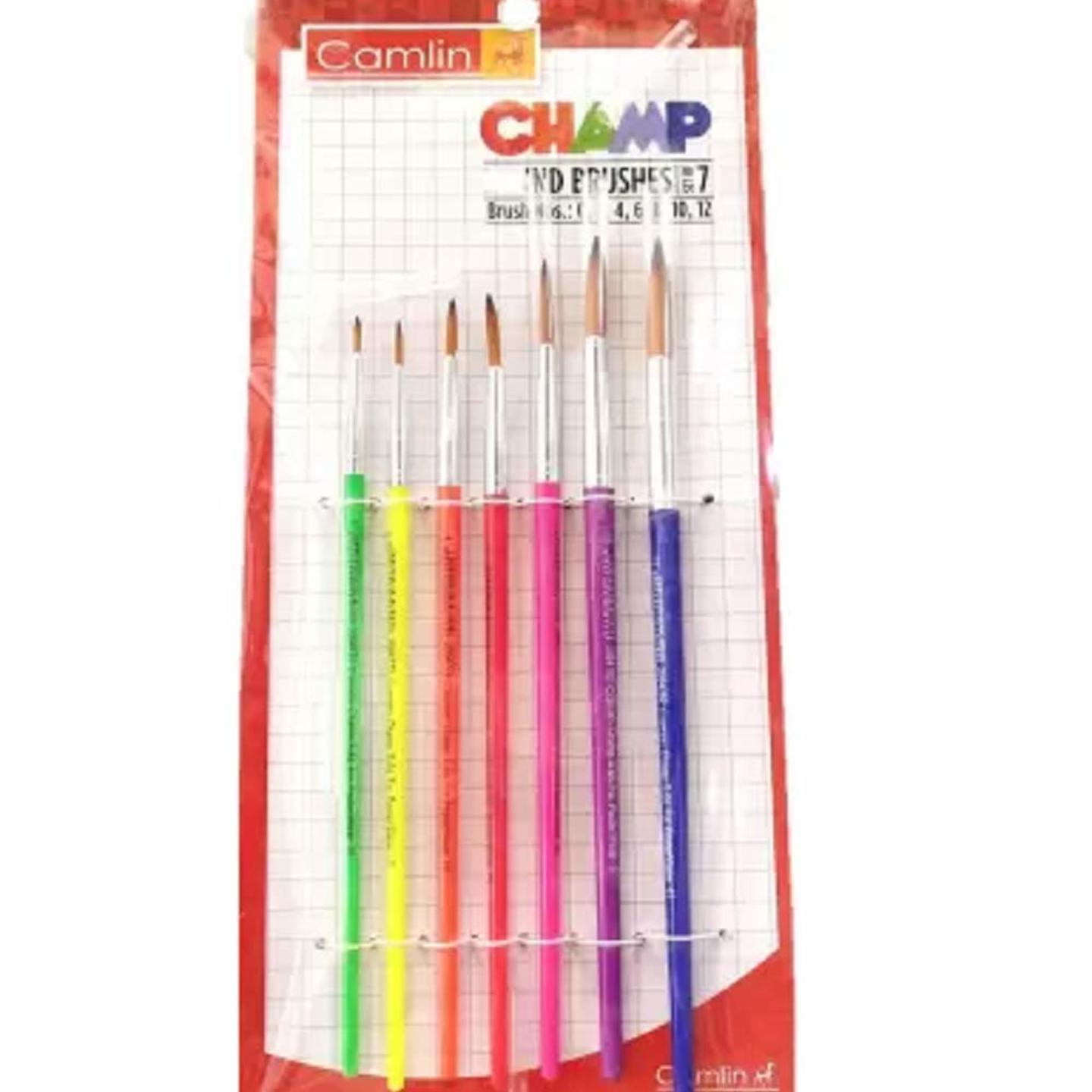 Camlin Champ Mix round 7 Brush Set - Pack of 1 Set of 7, Mulit Colour