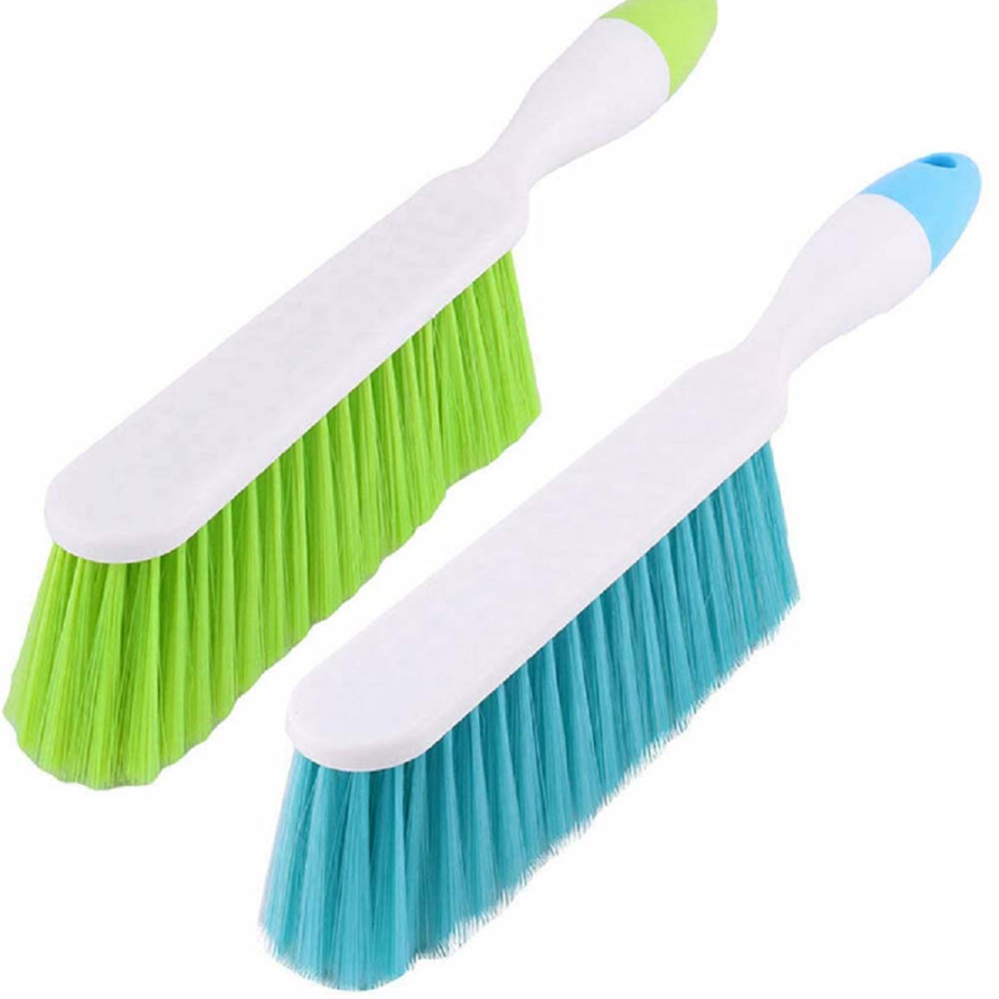 Plastic Long Bristle Cleaning Brush for Carpet, Car Seat, Curtains, Mats and Household Upholstery - Multicolour Pack of 2