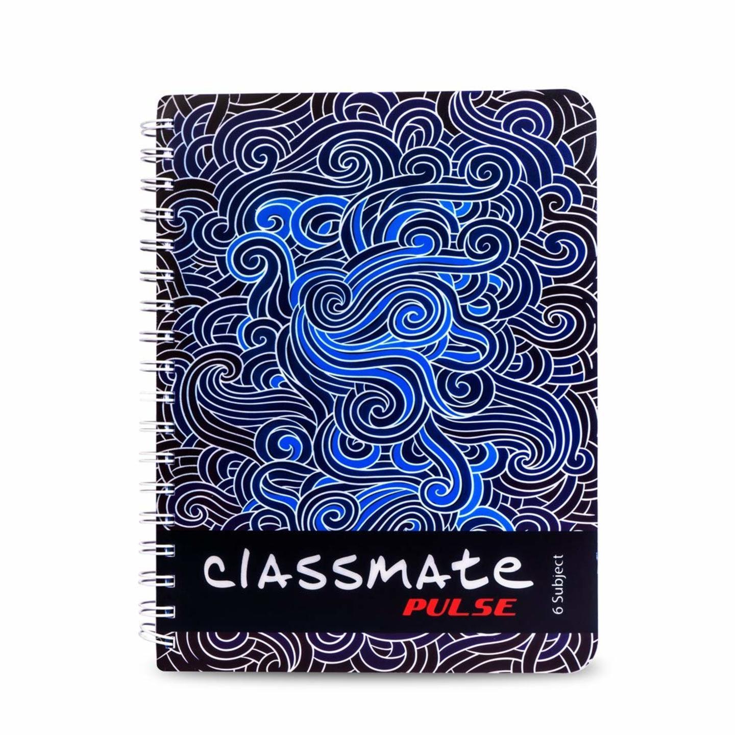 Classmate Pulse 6 Subject Notebook - Unruled, 300 Pages, Spiral Binding, 240mm180mm