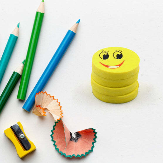  CUTE SMILE EMOJI ERASERS, CUTE SMILE FACE RUBBER ERASER DENTIST DENTAL CLINIC SCHOOL KID FOR SCHOOL GOING KIDS/BIRTHDAY PARTY RETURN GIFT SET (4PC SET)