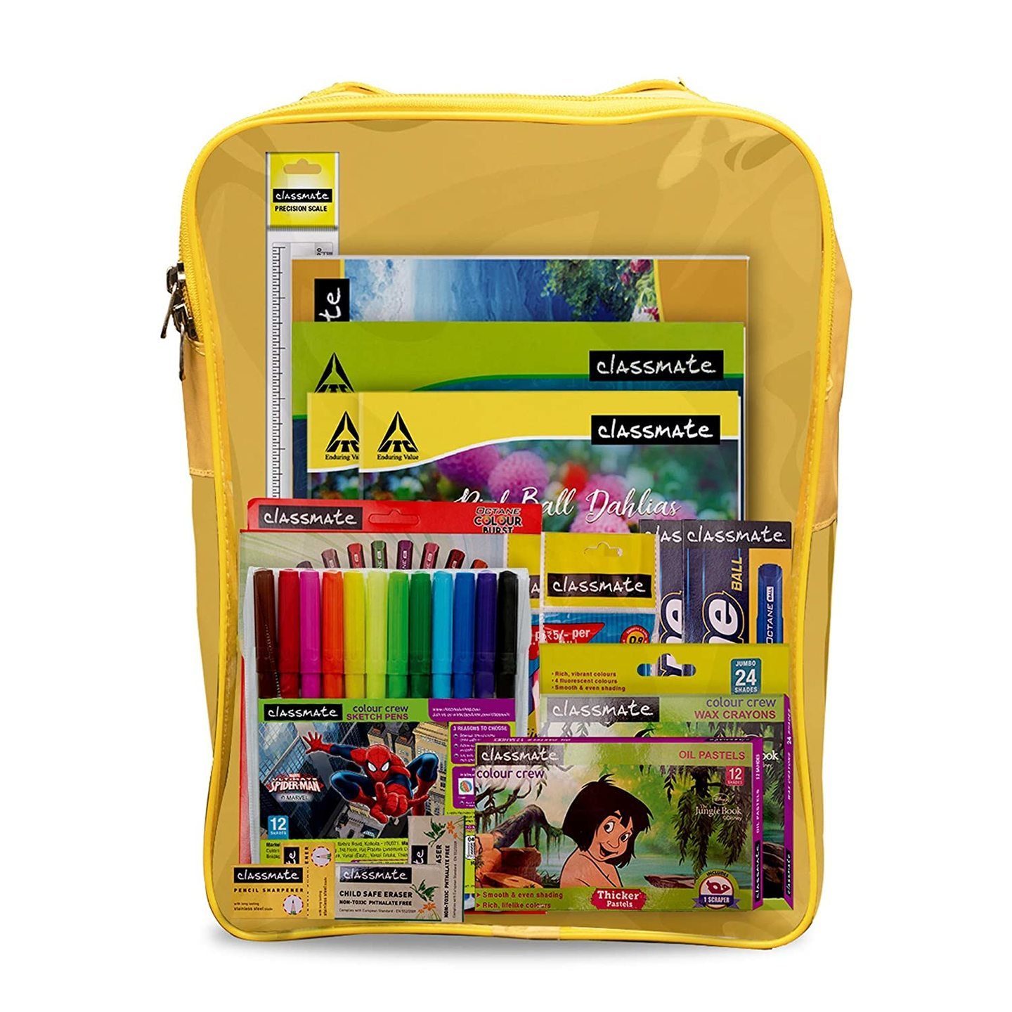 Classmate Stationery Kit Bag - Drawing Book, Sketch Pen, Oil Pastel, Eraser, Crayons, Notebook, Scale, Sharpener, Octane Colour Burst Pen, Mechanical Pencil, Octane Glide Ball Pen, Scrapbook